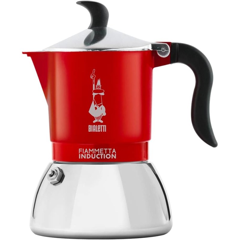 Bialetti Fiammetta Induction Caffettiera, Aluminium, Steel, Rosso, 2 Tazze - 2 Tazze Rosso Bialetti Fiammetta Induction Caffettiera, Aluminium, Steel, Rosso, 2 Tazze - 2 Tazze Rosso