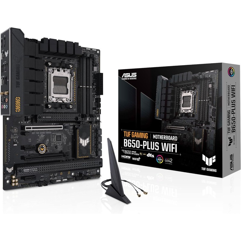 ASUS TUF GAMING B650-PLUS WIFI, Scheda Madre AMD ATX, Slot DDR5, Nera | AM5, Ryzen 9000/8000/7000, AMD B650, DDR5, 4xPCI 4.0, WiFi 6E (802.11ax), 2.5Gb Lan, 3xM.2, 4xSATA 6GB/s, Aura Sync RGB
