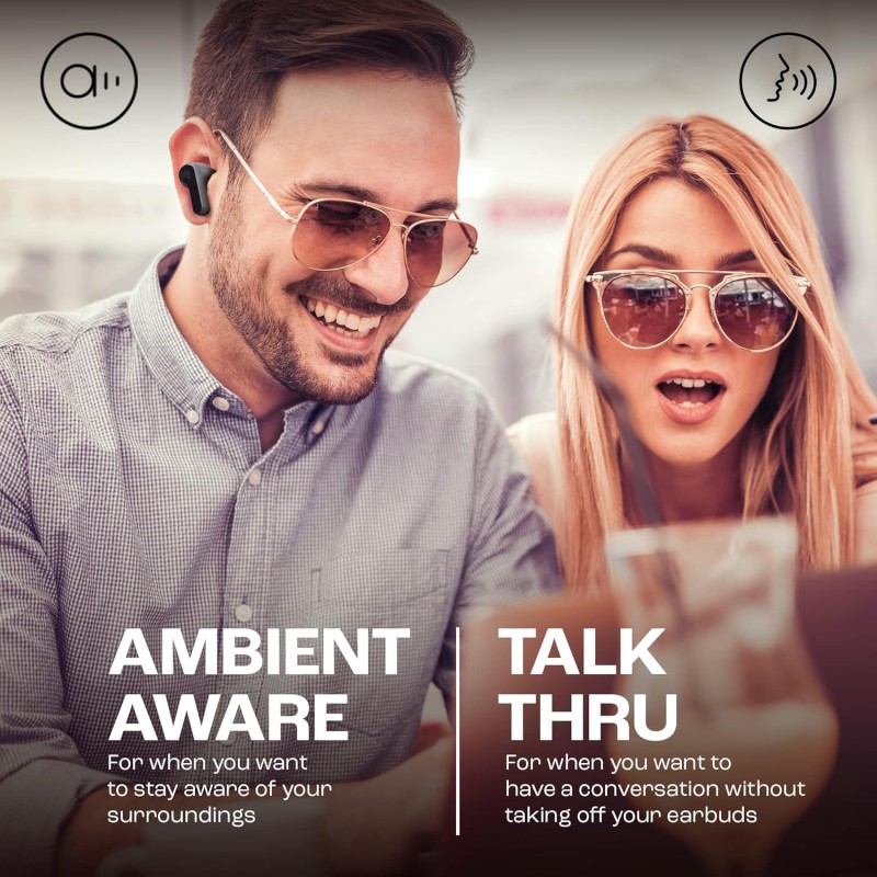 JBL Wave Beam Auricolari Wireless In-Ear Bluetooth, Waterproof IP54 e Antipolvere IPX2, Deep Bass Sound, Tecnologia Smart Ambient e Voice Aware, Fino a 32 h di Autonomia, Nero - Nero