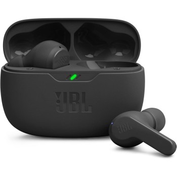 JBL Wave Beam Auricolari Wireless In-Ear Bluetooth, Waterproof IP54 e Antipolvere IPX2, Deep Bass Sound, Tecnologia Smart Ambient e Voice Aware, Fino a 32 h di Autonomia, Nero - Nero