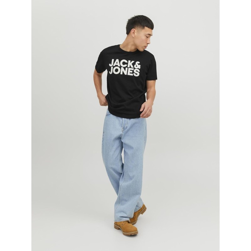 JACK & JONES Jjecorp Logo Tee SS O-Neck Noos T-Shirt Uomo - L Nero (Black Fit: Slim/Large Print/White) JACK & JONES Jjecorp Logo Tee SS O-Neck Noos T-Shirt Uomo - L Nero (Black Fit: Slim/Large Print/White)