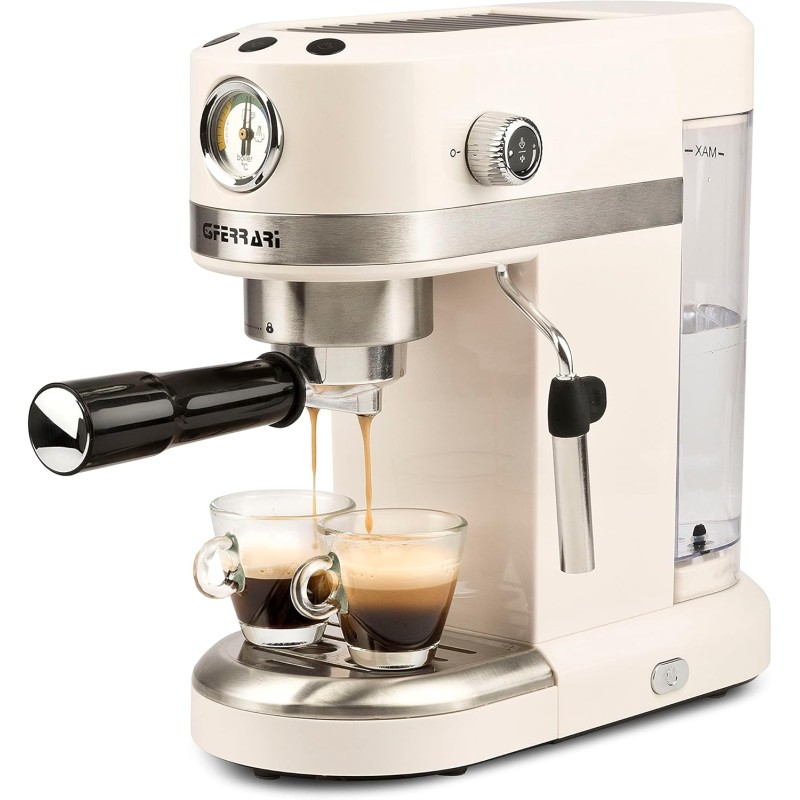 G3 Ferrari G10168 Amarcord Macchina per Caffè Espresso Automatica, Caffè in Polvere e Cialde, con Vaporizzatore per Cappuccino, 15 bar, 1350W, Linea Vintage