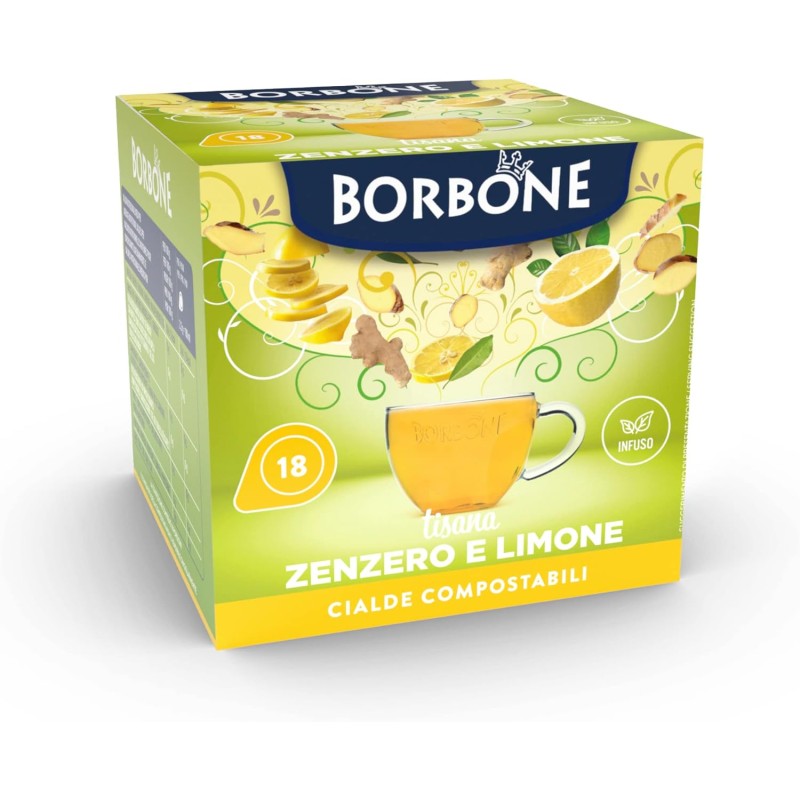 Caffè Borbone Tisana Zenzero e Limone - 72 cialde (4 astucci da 18 cialde) - Sistema ESE - Tisana Zenzero e Limone