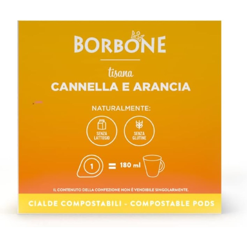 Caffè Borbone Tisana Cannella e Arancia - 72 cialde (4 astucci da 18 cialde) - Sistema ESE - Tisana Cannella e Arancia
