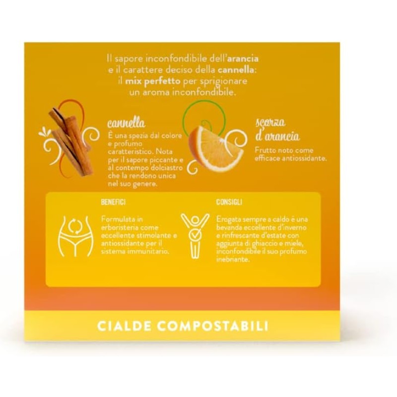 Caffè Borbone Tisana Cannella e Arancia - 72 cialde (4 astucci da 18 cialde) - Sistema ESE - Tisana Cannella e Arancia