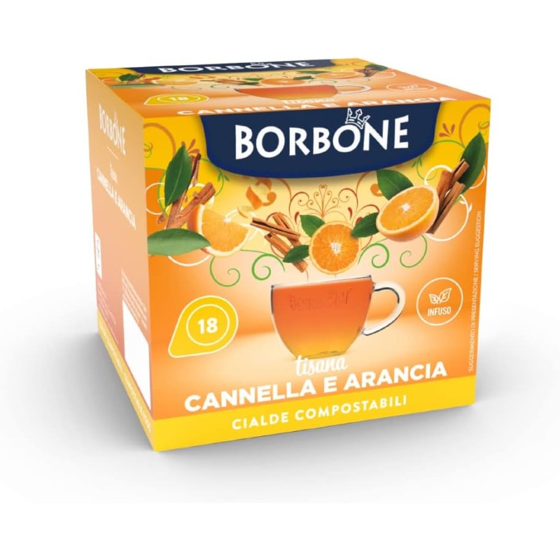 Caffè Borbone Tisana Cannella e Arancia - 72 cialde (4 astucci da 18 cialde) - Sistema ESE - Tisana Cannella e Arancia