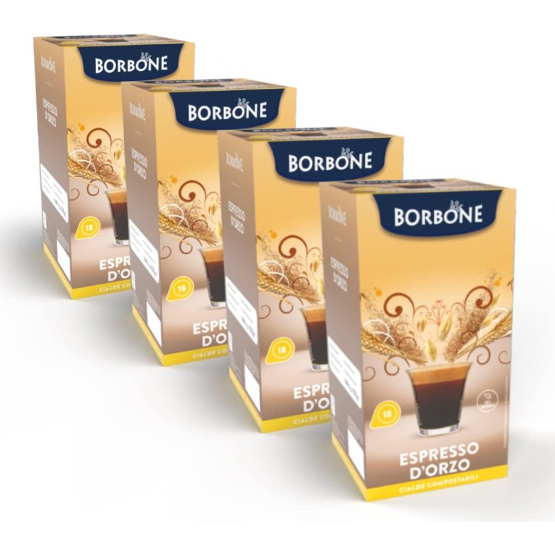 Caffè Borbone Espresso d'Orzo - 72 cialde (4 astucci da 18 cialde) - Sistema ESE - Espresso d'Orzo