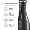 Idropulsore Dentale, Irrigatore Orale Professionale con 4 Modalità e 4 Ugelli di Ricambio, Ricaricabile USB, Impermeabile IPX7 Water Orale Flosser Pulizia Denti Ideale per Viaggi a Casa - Nero