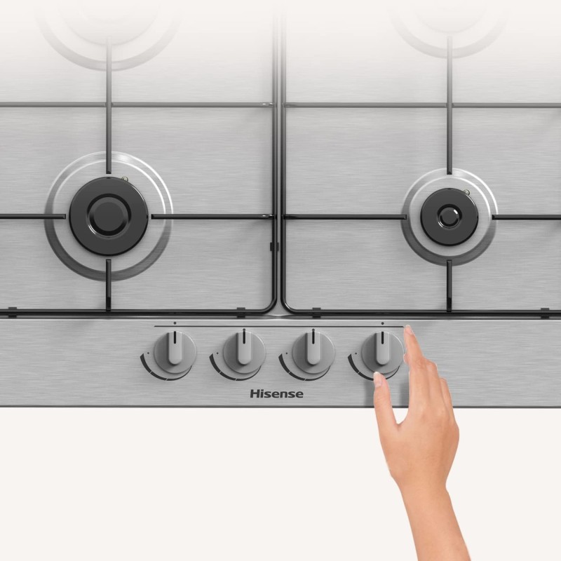 Hisense Gm642Xf Piano Cottura A Gas con 4 Zone Di Cottura, Larghezza 60 Cm, Griglie Smaltate, Accensione Integrata Nella Manopola, Finitura Inox Anti Impronta, Argento, 51 x 61 x 9 cm - 60 cm Hisense Gm642Xf Piano Cottura A Gas con 4 Zone Di Cottura, Larghezza 60 Cm, Griglie Smaltate, Accensione Integrata Nella Manopola, Finitura Inox Anti Impronta, Argento, 51 x 61 x 9 cm - 60 cm
