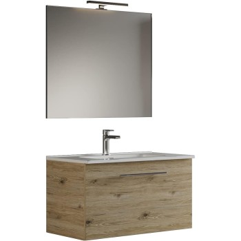 MaMa Store GEA1 80 - Mobile Bagno Sospeso 80 CM monocassettone Quercia Naturale Laccato con Lavabo, Specchio e Lampada LED, L.81 X P.45 X H.46 cm - 80 CM Quercia Naturale MaMa Store GEA1 80 - Mobile Bagno Sospeso 80 CM monocassettone Quercia Naturale Laccato con Lavabo, Specchio e Lampada LED, L.81 X P.45 X H.46 cm - 80 CM Quercia Naturale