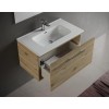 MaMa Store GEA1 80 - Mobile Bagno Sospeso 80 CM monocassettone Quercia Naturale Laccato con Lavabo, Specchio e Lampada LED, L.81 X P.45 X H.46 cm - 80 CM Quercia Naturale