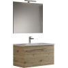 MaMa Store GEA1 80 - Mobile Bagno Sospeso 80 CM monocassettone Quercia Naturale Laccato con Lavabo, Specchio e Lampada LED, L.81 X P.45 X H.46 cm - 80 CM Quercia Naturale