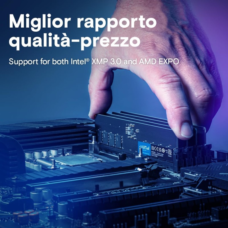 Crucial RAM 16GB DDR5 5600MHz (o 5200MHz o 4800MHz) Memoria Desktop CT16G56C46U5 - 16GB Crucial RAM 16GB DDR5 5600MHz (o 5200MHz o 4800MHz) Memoria Desktop CT16G56C46U5 - 16GB