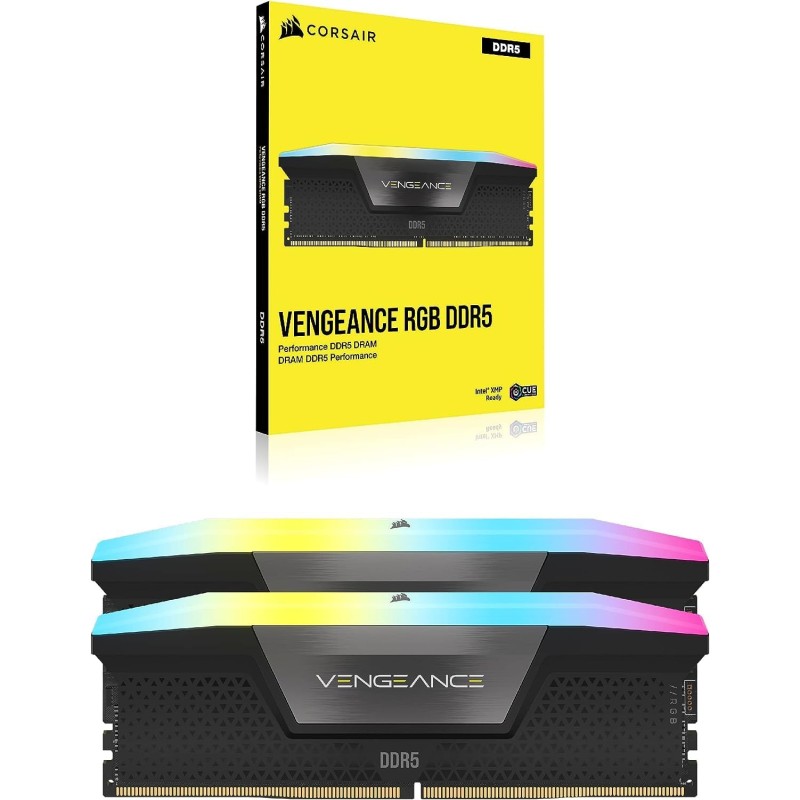 CORSAIR VENGEANCE RGB DDR5 RAM 32GB (2x16GB) 7200MHz CL34 Intel XMP Compatibile iCUE Memoria per Computer - Nero (CMH32GX5M2X7200C34) - 32GB (2x16GB) CORSAIR VENGEANCE RGB DDR5 RAM 32GB (2x16GB) 7200MHz CL34 Intel XMP Compatibile iCUE Memoria per Computer - Nero (CMH32GX5M2X7200C34) - 32GB (2x16GB)