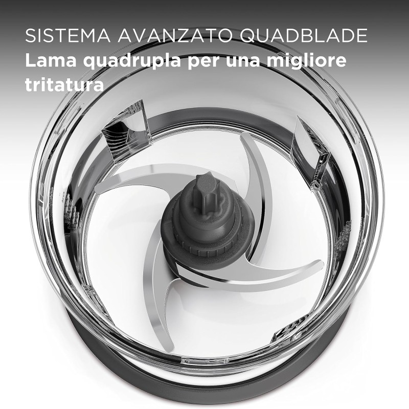 Kenwood EasyChop CHP61.000WH, Tritatutto a Quattro Lame, Ciotola da 0.5L, Azionamento a Pressione, 2 Velocità, Anello Antiscivolo, Lavabile in Lavastoviglie, Sistema Rompighiaccio, 500W, Bianco
