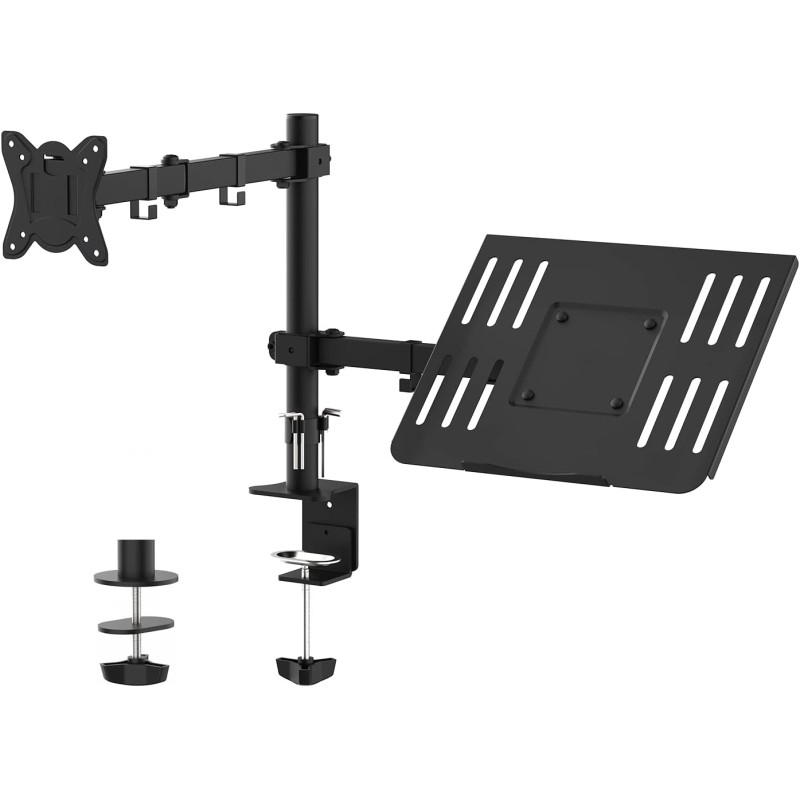 GRIFEMA 2 Monitor Supporto per Monitor con Ripiano per Laptop, Braccio per Monitor VESA 75x75-100x100 MM, Rotazione 360°, Angolo di Inclinazione ±90°, Altezza Regolabile, Peso Massimo 10KG, Nero GRIFEMA 2 Monitor Supporto per Monitor con Ripiano per Laptop, Braccio per Monitor VESA 75x75-100x100 MM, Rotazione 360°, Angolo di Inclinazione ±90°, Altezza Regolabile, Peso Massimo 10KG, Nero