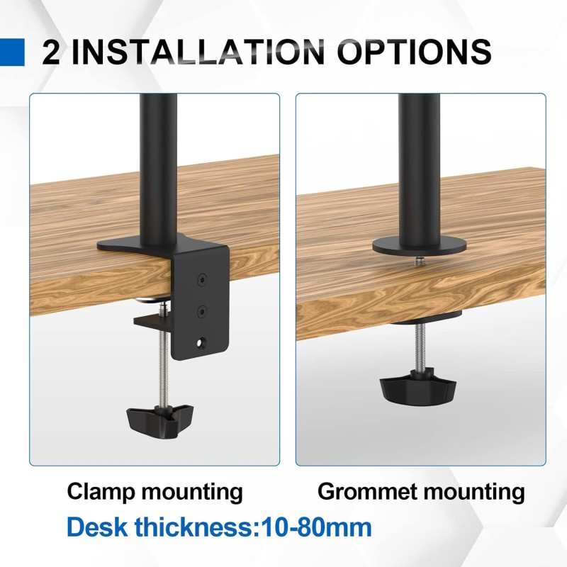 GRIFEMA 2 Monitor Supporto per Monitor con Ripiano per Laptop, Braccio per Monitor VESA 75x75-100x100 MM, Rotazione 360°, Angolo di Inclinazione ±90°, Altezza Regolabile, Peso Massimo 10KG, Nero GRIFEMA 2 Monitor Supporto per Monitor con Ripiano per Laptop, Braccio per Monitor VESA 75x75-100x100 MM, Rotazione 360°, Angolo di Inclinazione ±90°, Altezza Regolabile, Peso Massimo 10KG, Nero