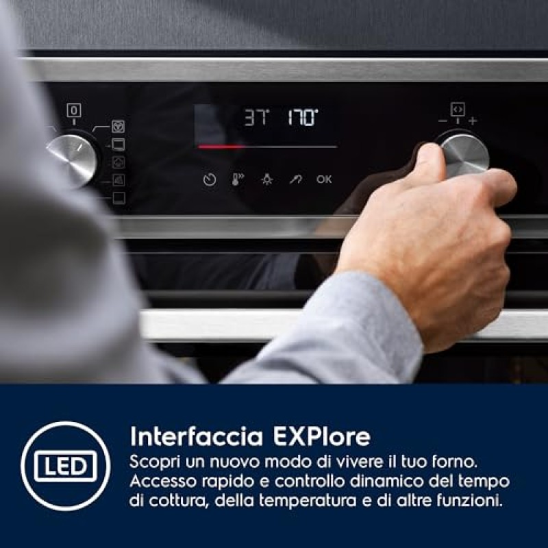 Electrolux Serie 600 Forno da Incasso Multifunzione, Capacità 72 L, EOF4P46X, Classe A+, SurroundCook, Pulizia Pirolitica, 589x594x569 mm, Acciaio Inox Antimpronta - Acciaio Inox Antimpronta