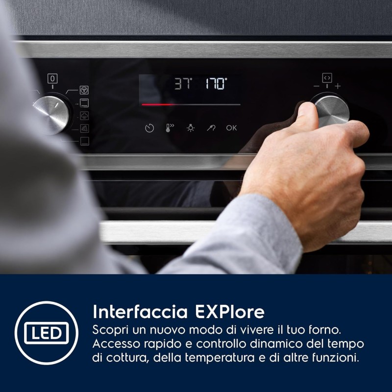Electrolux Serie 600 Forno da Incasso Multifunzione, Capacità 72 L, EOF4P46X, Classe A+, SurroundCook, Pulizia Pirolitica, 589x594x569 mm, Acciaio Inox Antimpronta - Acciaio Inox Antimpronta Electrolux Serie 600 Forno da Incasso Multifunzione, Capacità 72 L, EOF4P46X, Classe A+, SurroundCook, Pulizia Pirolitica, 589x594x569 mm, Acciaio Inox Antimpronta - Acciaio Inox Antimpronta