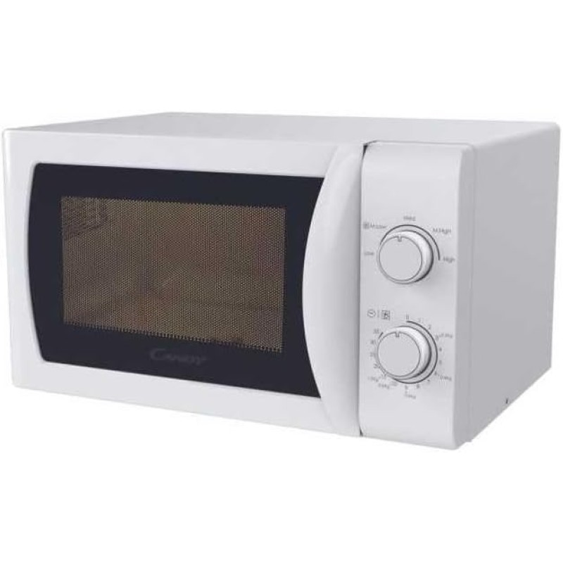 Candy Idea Forno a Microonde 20 Litri, 700W, 5 Livelli di Potenza, Programma Defrost, Timer e Segnale Acustico di Fine Cottura, Libera Installazione, 43,95 x 35,75 x 25,82 cm, Bianco - CMW20SMW