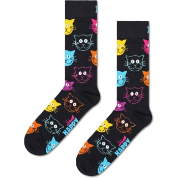 Happy Socks Cat Sock Calzini Unisex - Adulto (Pacco da 1) - 41-46 Nero