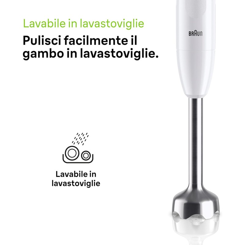 Braun MultiQuick 1 MQ10.001MWH Frullatore ad Immersione Leggero, Tecnologia EasyTwist, Bicchiere da 600ml Incluso, 450W, Acciaio, Bianco Braun MultiQuick 1 MQ10.001MWH Frullatore ad Immersione Leggero, Tecnologia EasyTwist, Bicchiere da 600ml Incluso, 450W, Acciaio, Bianco