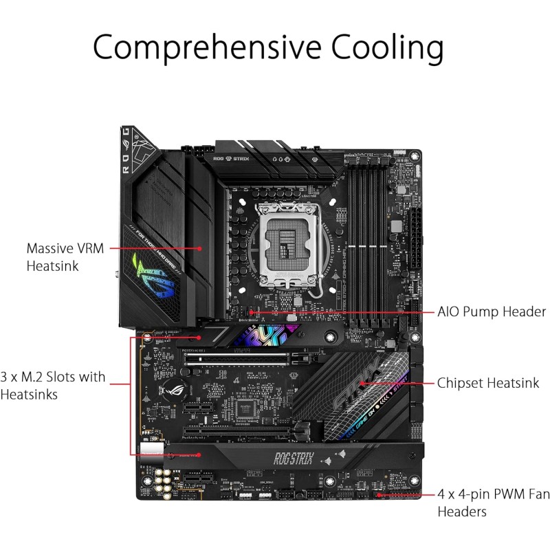 ASUS ROG STRIX B760-F GAMING WIFI Scheda madre Intel® B760 LGA 1700 ATX, DDR5, PCIe 5.0 x16, 3 slot PCIe 4.0 M.2, WiFi 6E, 2.5G Ethernet, USB 3.2 Gen 2x2 Type-C®, AEMP II, Aura Sync RGB - Large ASUS ROG STRIX B760-F GAMING WIFI Scheda madre Intel® B760 LGA 1700 ATX, DDR5, PCIe 5.0 x16, 3 slot PCIe 4.0 M.2, WiFi 6E, 2.5G Ethernet, USB 3.2 Gen 2x2 Type-C®, AEMP II, Aura Sync RGB - Large