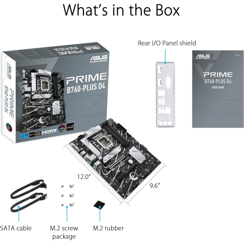 ASUS Prime B760-PLUS D4, Scheda Madre Intel LGA 1700 ATX, DDR4, PCIe 5.0, 3 slot PCIe 4.0M.2, Realtek 2.5Gb Ethernet, SATA 6 Gbps, USB 3.2 Gen 2 Type-C, Thunderbolt USB4, Aura Sync, Nero - Plus