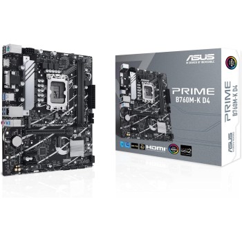 ASUS PRIME B760M-K D4 Scheda madre Intel® B760 (LGA 1700) mATX, PCIe 4.0, due slot M.2, DDR4, Realtek 2.5Gb Ethernet, VGA, HDMI®, SATA 6 Gbps, USB frontale 3.2 Gen 1, Aura Sync - K