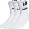 adidas Unisex - Adulto 3-Stripes Linear Half-Crew Cushioned Socks 3 Pairs - 42-45 White / Black