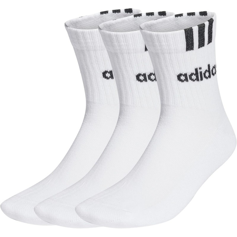 adidas Unisex - Adulto 3-Stripes Linear Half-Crew Cushioned Socks 3 Pairs - 40-42 White / Black