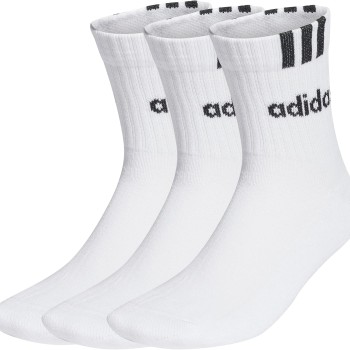 adidas Unisex - Adulto 3-Stripes Linear Half-Crew Cushioned Socks 3 Pairs - 40-42 White / Black