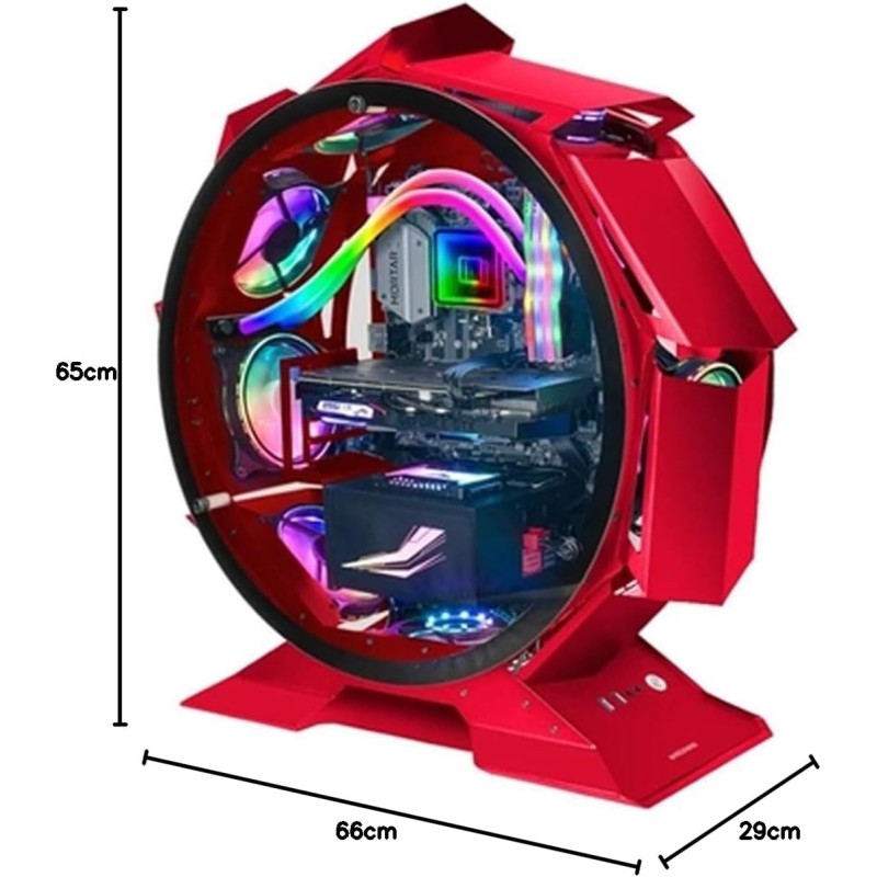 Mars Gaming MCORB Rosso, Case PC Gaming Micro-ATX XL, Design Circolare Custom, Doppio Vetro Temperato Mars Gaming MCORB Rosso, Case PC Gaming Micro-ATX XL, Design Circolare Custom, Doppio Vetro Temperato