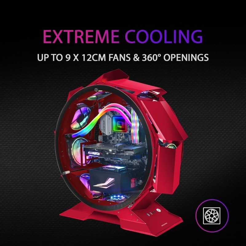 Mars Gaming MCORB Rosso, Case PC Gaming Micro-ATX XL, Design Circolare Custom, Doppio Vetro Temperato Mars Gaming MCORB Rosso, Case PC Gaming Micro-ATX XL, Design Circolare Custom, Doppio Vetro Temperato