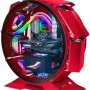 Mars Gaming MCORB Rosso, Case PC Gaming Micro-ATX XL, Design Circolare Custom, Doppio Vetro Temperato