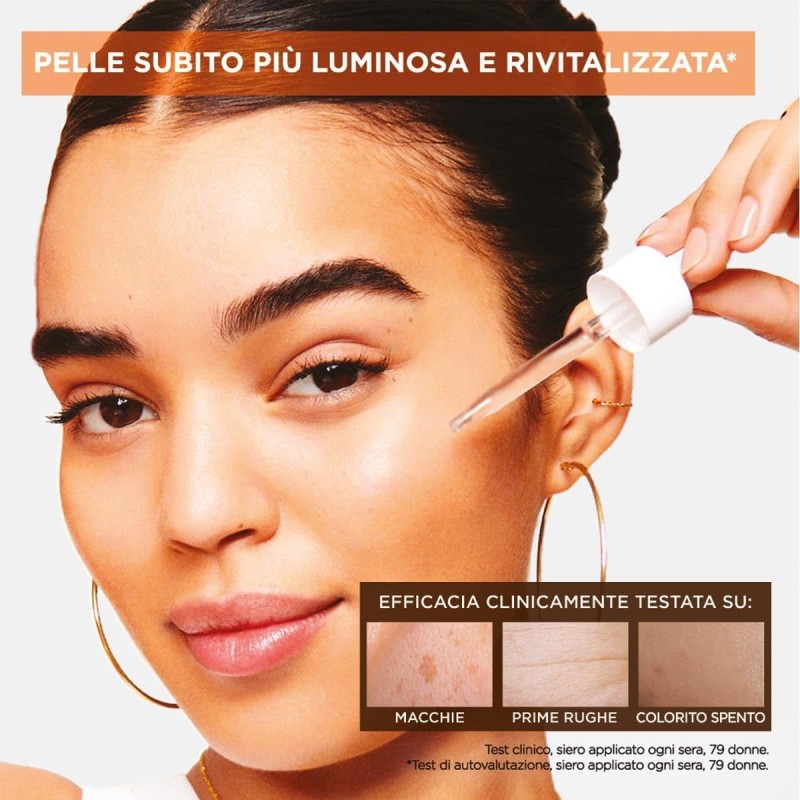 Garnier Siero Notte Vitamina C Uniformante, Per Pelli Spente, Effetto Rigenerante, Pelle Morbida e Luminosa, con 10% di Vitamina C Pura, 30ml