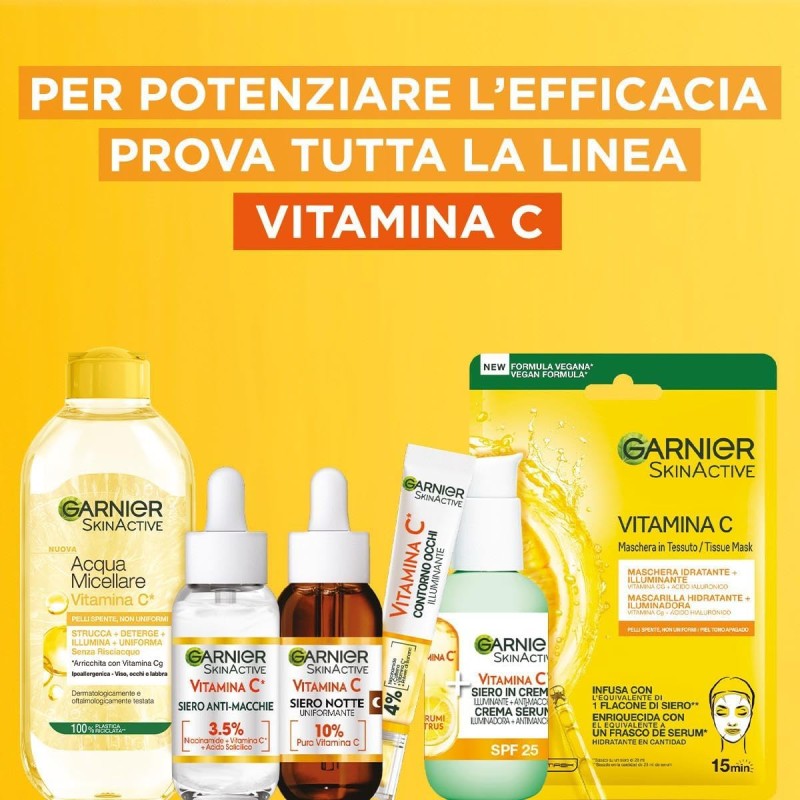 Garnier Siero Notte Vitamina C Uniformante, Per Pelli Spente, Effetto Rigenerante, Pelle Morbida e Luminosa, con 10% di Vitamina C Pura, 30ml
