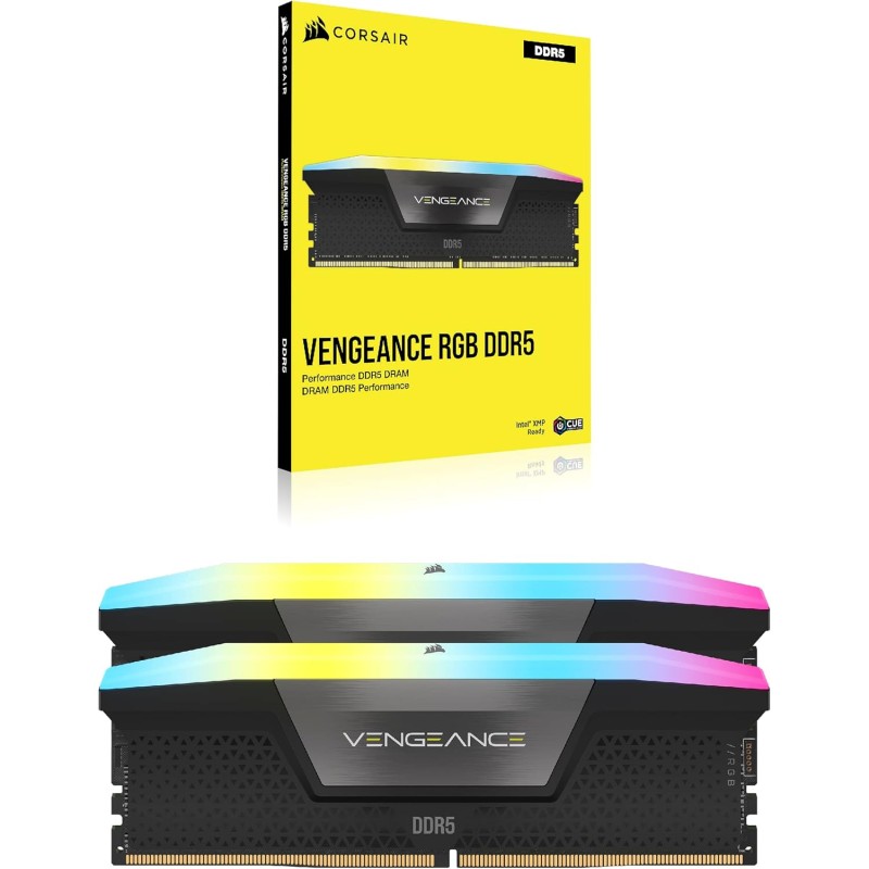 CORSAIR VENGEANCE RGB DDR5 32GB (2x16GB) DDR5 6000MHz CL30 AMD EXPO Intel XMP iCUE Memoria Compatibile per Computer - Grigio (CMH32GX5M2B6000Z30K) - 32GB (2 x 16GB) CORSAIR VENGEANCE RGB DDR5 32GB (2x16GB) DDR5 6000MHz CL30 AMD EXPO Intel XMP iCUE Memoria Compatibile per Computer - Grigio (CMH32GX5M2B6000Z30K) - 32GB (2 x 16GB)