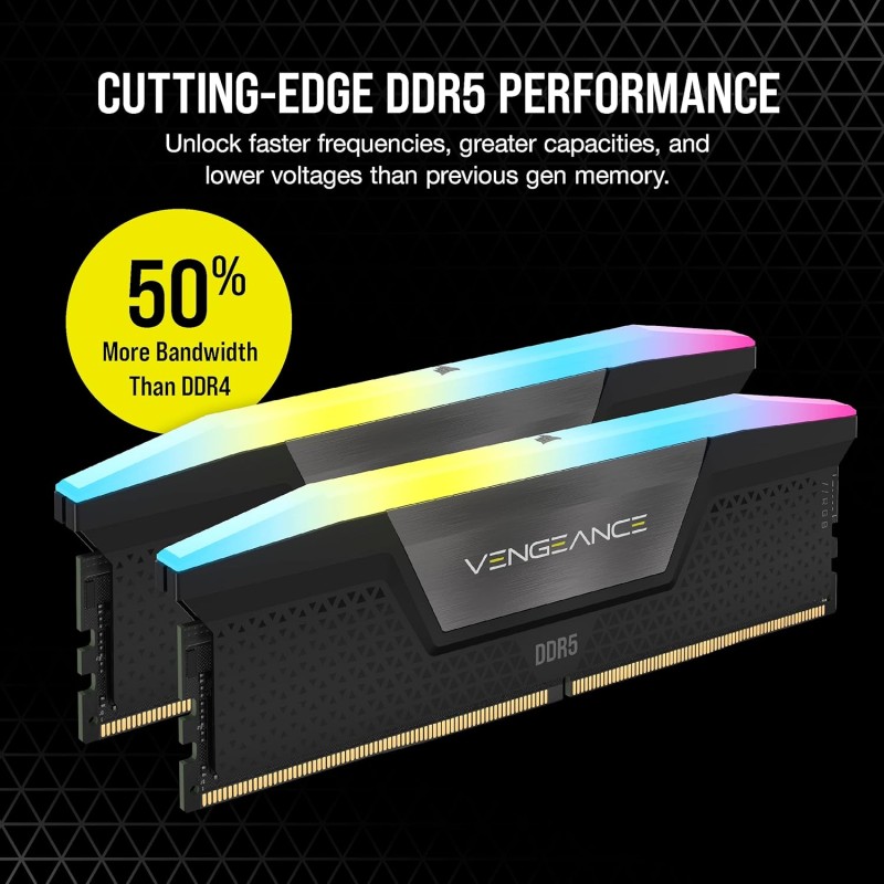 CORSAIR VENGEANCE RGB DDR5 32GB (2x16GB) DDR5 6000MHz CL30 AMD EXPO Intel XMP iCUE Memoria Compatibile per Computer - Grigio (CMH32GX5M2B6000Z30K) - 32GB (2 x 16GB) CORSAIR VENGEANCE RGB DDR5 32GB (2x16GB) DDR5 6000MHz CL30 AMD EXPO Intel XMP iCUE Memoria Compatibile per Computer - Grigio (CMH32GX5M2B6000Z30K) - 32GB (2 x 16GB)