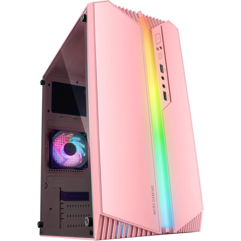 Mars Gaming MC-S1 Rosa, Case PC Gaming Compatto Micro-ATX, Illuminazione ARGB 12 Modalità, Ventola FRGB, Finestra Laterale Completa Mars Gaming MC-S1 Rosa, Case PC Gaming Compatto Micro-ATX, Illuminazione ARGB 12 Modalità, Ventola FRGB, Finestra Laterale Completa
