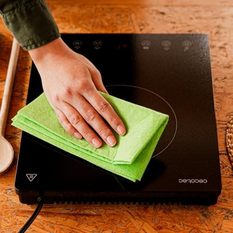 Cecotec Piastra di induzione portatile 1 Fuoco Full Magma Slim. 2000 W di potenza in 8 livelli, design in vetro ad alta resistenza, display touch, timer, facile pulizia