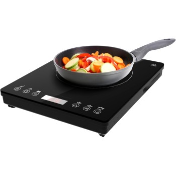 Cecotec Piastra di induzione portatile 1 Fuoco Full Magma Slim. 2000 W di potenza in 8 livelli, design in vetro ad alta resistenza, display touch, timer, facile pulizia