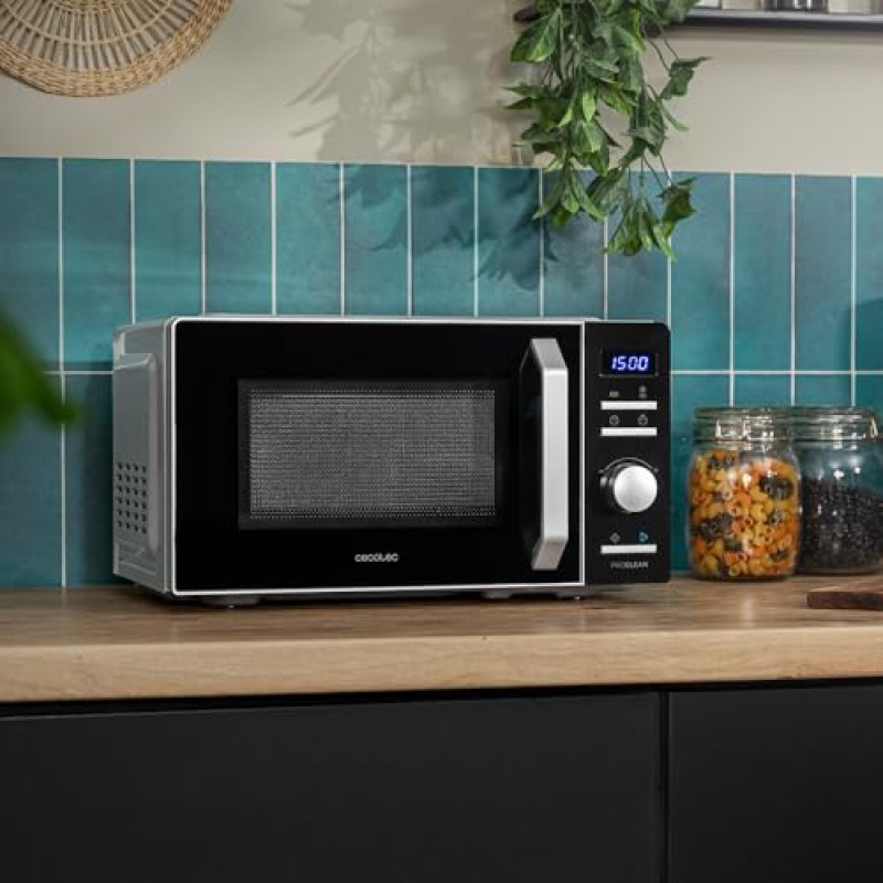 Cecotec Forni a Microonde Combinati con Grill Proclean 5010 Inverter. 19L Capacità - Scongela, Riscalda e Cucina 700W, 5 Livelli di Potenza, Display LED, Piatto Girevole da 245mm, Timer, 8 Modalità - Nero