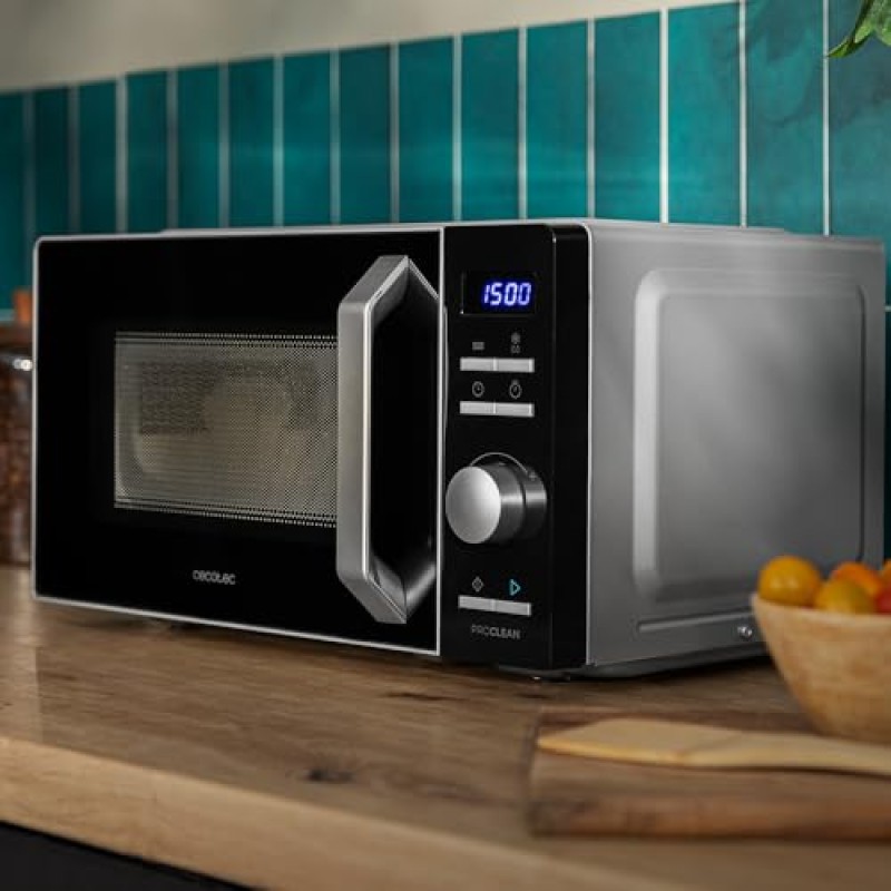 Cecotec Forni a Microonde Combinati con Grill Proclean 5010 Inverter. 19L Capacità - Scongela, Riscalda e Cucina 700W, 5 Livelli di Potenza, Display LED, Piatto Girevole da 245mm, Timer, 8 Modalità - Nero