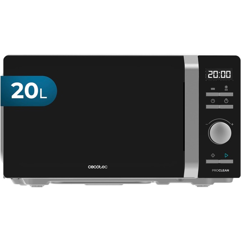 Cecotec Forni a Microonde Combinati con Grill Proclean 5010 Inverter. 19L Capacità - Scongela, Riscalda e Cucina 700W, 5 Livelli di Potenza, Display LED, Piatto Girevole da 245mm, Timer, 8 Modalità - Nero