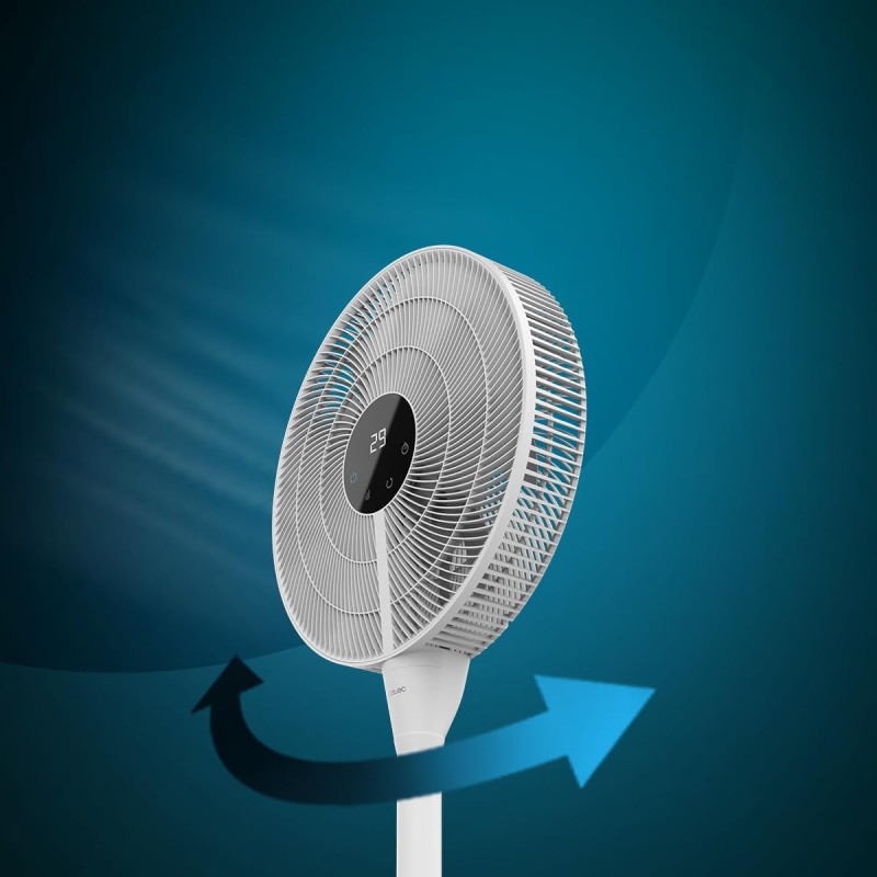 Cecotec Ventilatore a Piantana, con telecomando Energysilence 1000 Smart Control, 25 W, motore CC, diametro 40 cm, 9 lame, timer 12 ore, controllo touch, 8 velocità, oscillazione a 70º, Bianco - Bianco