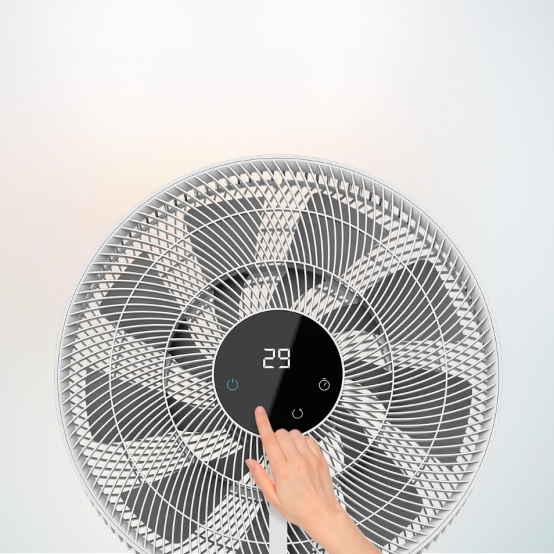 Cecotec Ventilatore a Piantana, con telecomando Energysilence 1000 Smart Control, 25 W, motore CC, diametro 40 cm, 9 lame, timer 12 ore, controllo touch, 8 velocità, oscillazione a 70º, Bianco - Bianco