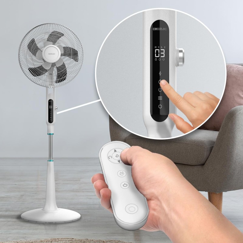 Cecotec Ventilatore da terra con telecomando EnergySilence 1600 Moskito, 65 W, funzione repellente per zanzare, timer, controllo touch, display LED, 10 velocità e 3 modalità, Bianco - Bianco Cecotec Ventilatore da terra con telecomando EnergySilence 1600 Moskito, 65 W, funzione repellente per zanzare, timer, controllo touch, display LED, 10 velocità e 3 modalità, Bianco - Bianco
