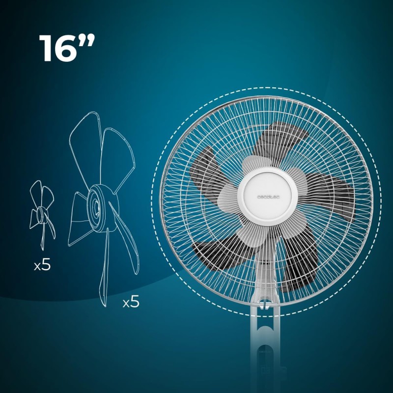 Cecotec Ventilatore da terra con telecomando EnergySilence 1600 Moskito, 65 W, funzione repellente per zanzare, timer, controllo touch, display LED, 10 velocità e 3 modalità, Bianco - Bianco Cecotec Ventilatore da terra con telecomando EnergySilence 1600 Moskito, 65 W, funzione repellente per zanzare, timer, controllo touch, display LED, 10 velocità e 3 modalità, Bianco - Bianco