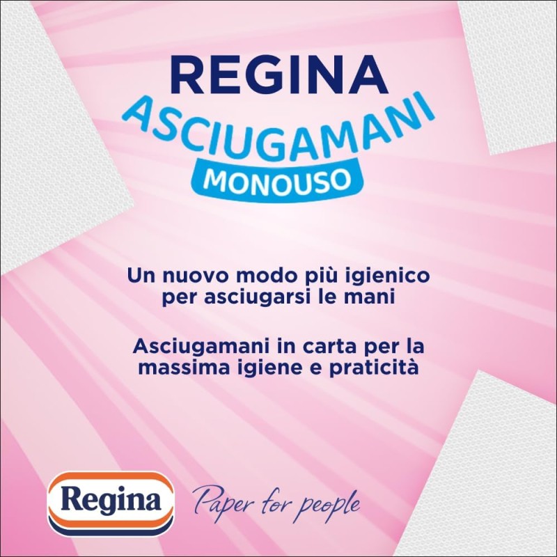 Regina Asciugamani Monouso – 5 Confezioni da 100 Servizi ciascuna, Asciugamani Usa e Getta Pratici ed Igienici, 100% Cellulosa FSC, Biodegradabili, Confezione Dispenser - 5 Unità (Confezione da 1)